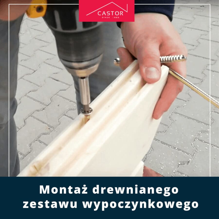 Montaż drewnianego zestawu wypoczynkowego.