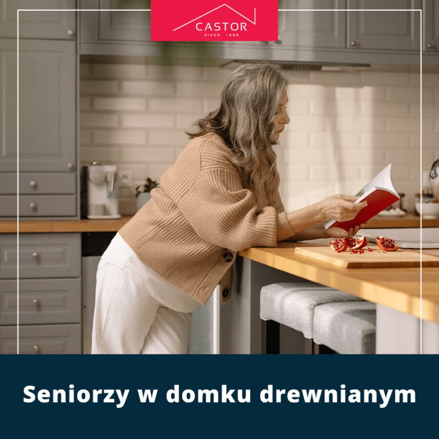 Seniorzy w domku drewnianym